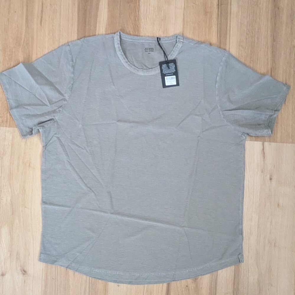 NWT Buck Mason Tough Knit Curved Hem T-Shirt Barstow Grey Venice Wash XXL